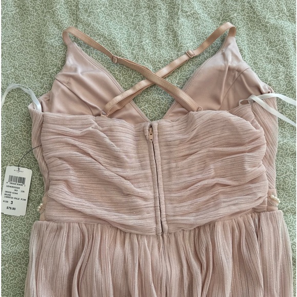 NWT🏷️Pale Dusty Rose Pink Empire Waist Tulle Beaded Maxi Party/Prom Dress, XS-S - Picture 5 of 16